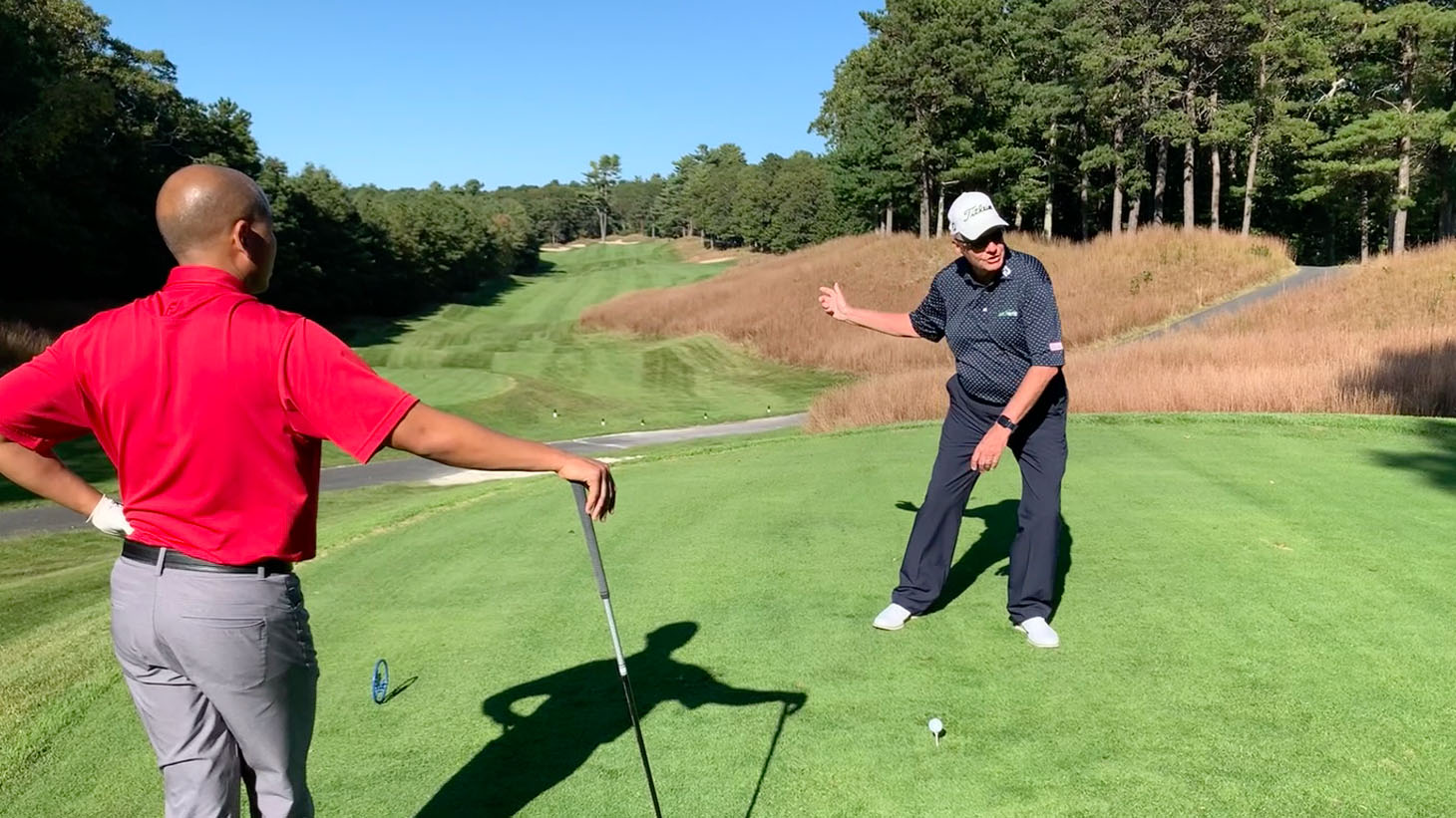 On the tee at No. 3, Skip gave a simple swing...