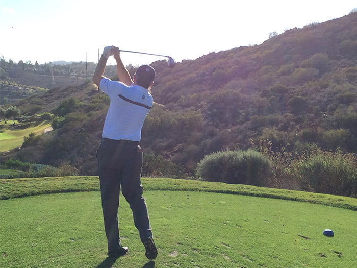 This solid tee shot resulted in a par for Chris P....