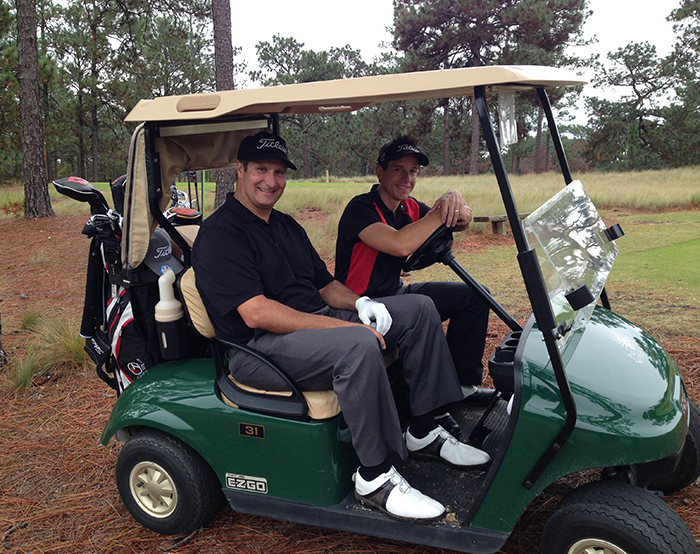 Team Titleist members Chris and Brad pair up to...
