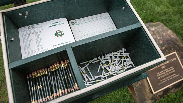A peek inside the scorecard holder on No. 1...