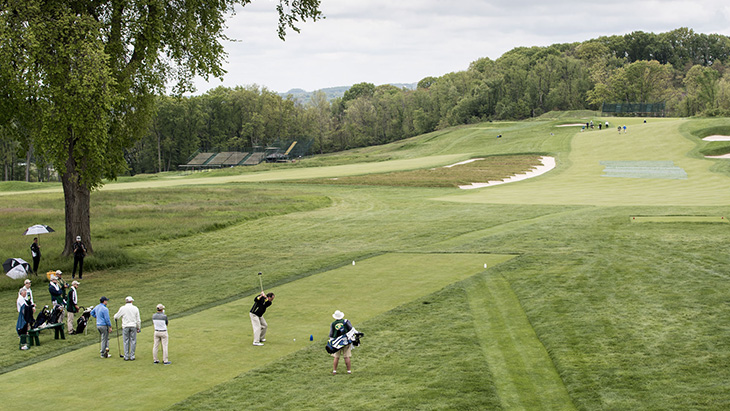 Here’s Chick teeing off on No. 3, a 428-yard...