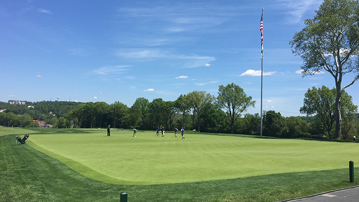 As you step down from the back patio of the...