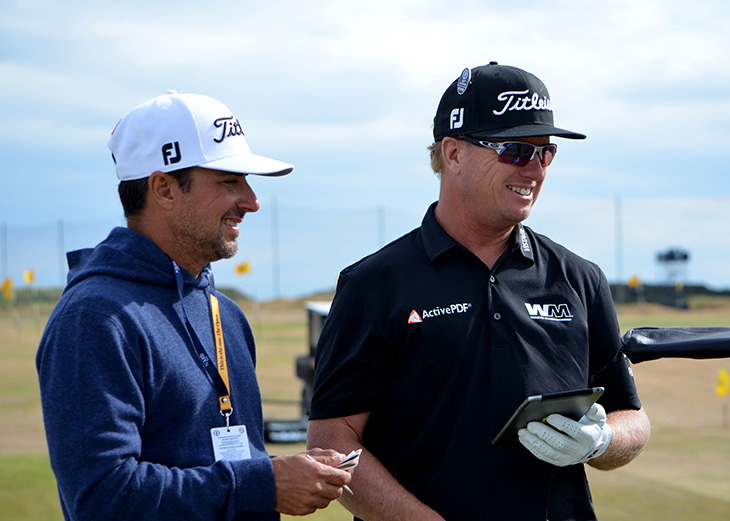 At the practice green we found easy-going Charley...