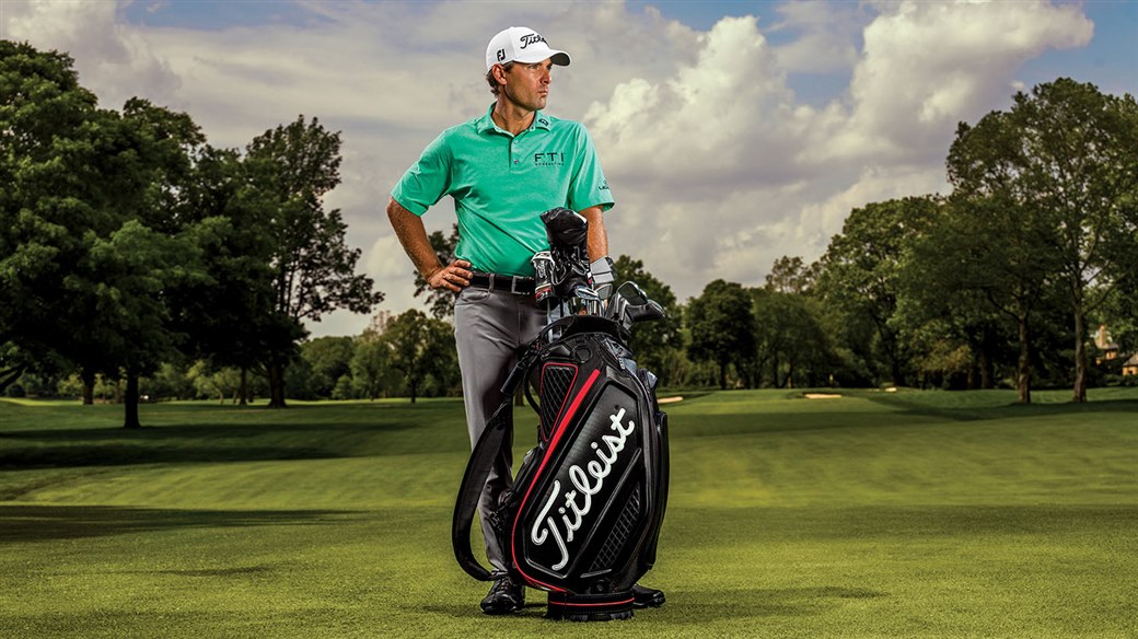 Titleist Brand Ambassador Charles Howell III on set at a photo shoot for the new Titleist Jet Black Tour Bag.
