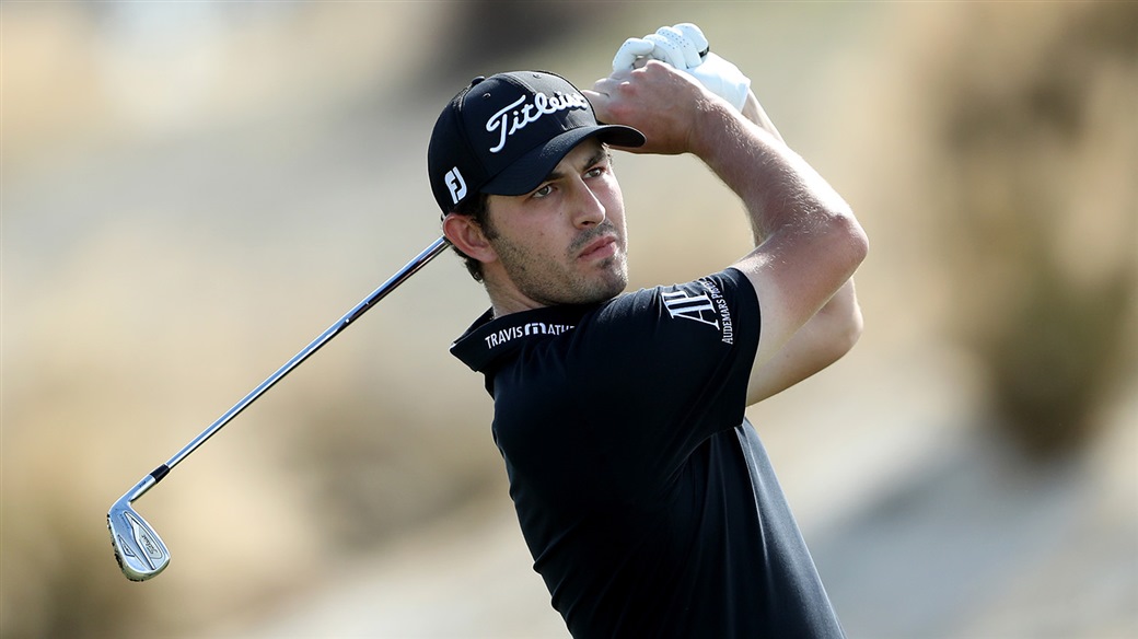 Patrick Cantlay plays an approach shot with his Titleist 718 AP2 9-iron at the 2019 BMW Championship