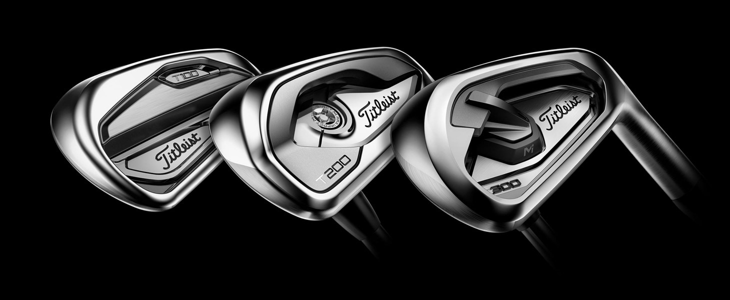 Image of new Titleist T100, T200 and T300 irons, which debuted last week on the PGA Tour.